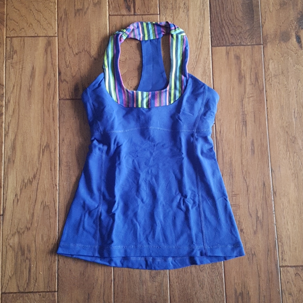 Lululemon Multicolour Scoop Neck Tank Blue w Mesh